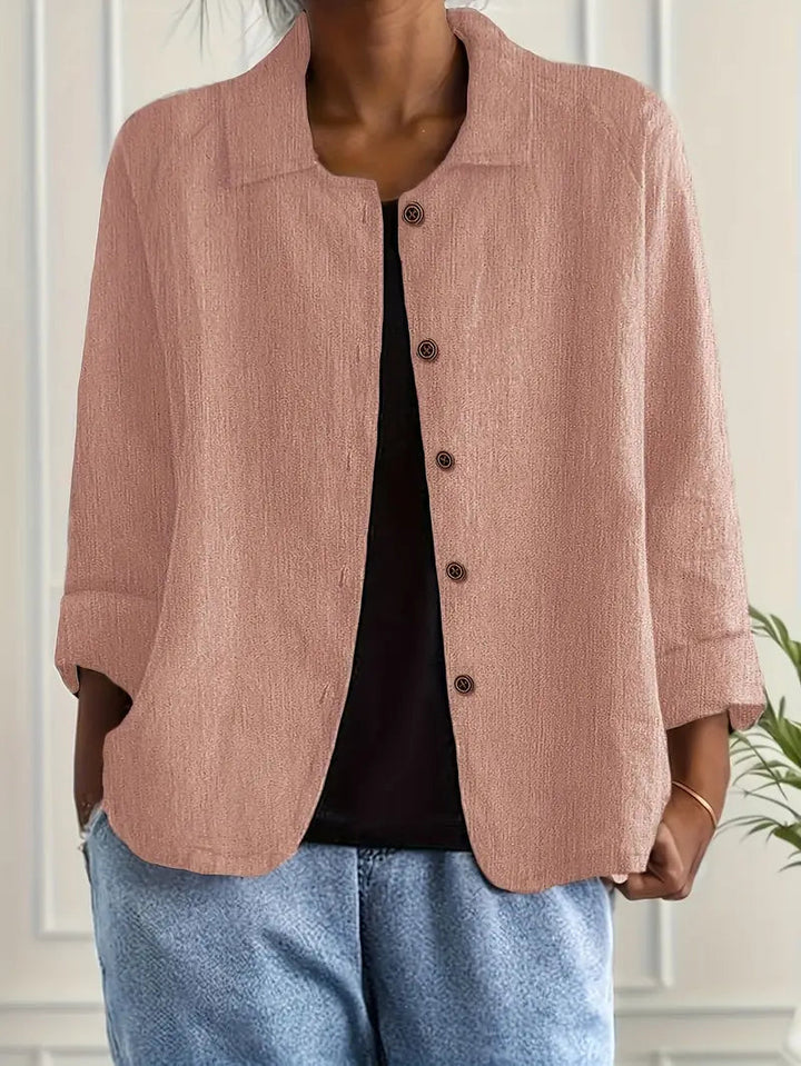 Women's Lightweight Jacket with Button Front – Casual Minimalist Design – Comfortable Loose Fit 1