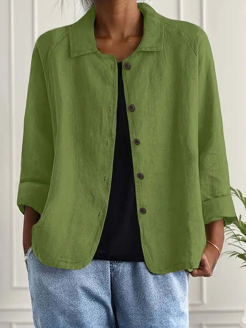 Women's Lightweight Jacket with Button Front – Casual Minimalist Design – Comfortable Loose Fit 10