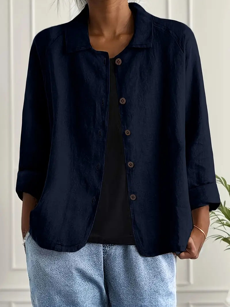 Women's Lightweight Jacket with Button Front – Casual Minimalist Design – Comfortable Loose Fit 12