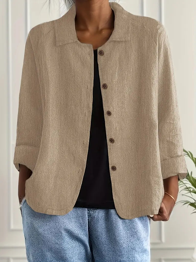 Women's Lightweight Jacket with Button Front – Casual Minimalist Design – Comfortable Loose Fit 2