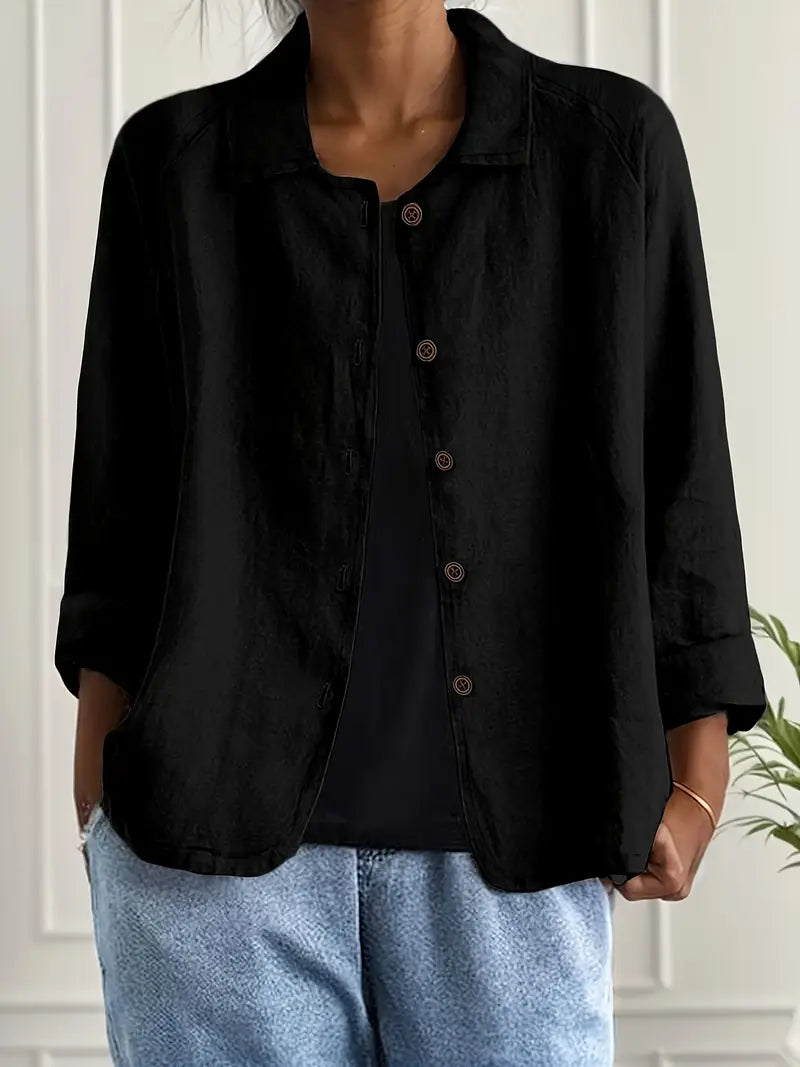 Women's Lightweight Jacket with Button Front – Casual Minimalist Design – Comfortable Loose Fit 5