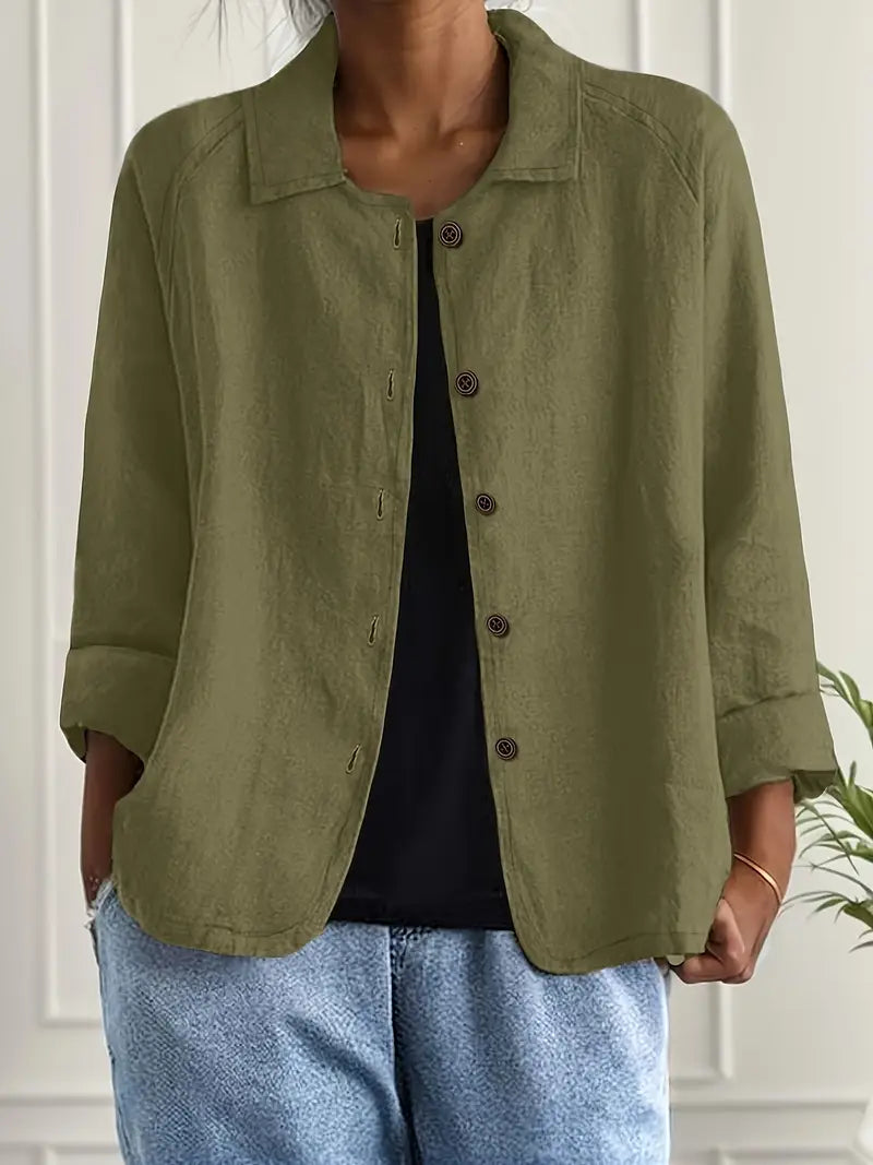 Women's Lightweight Jacket with Button Front – Casual Minimalist Design – Comfortable Loose Fit 7