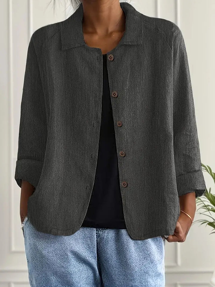 Women's Lightweight Jacket with Button Front – Casual Minimalist Design – Comfortable Loose Fit 9