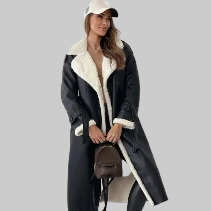 Women’s Long Coat with Contrast Inner Panel