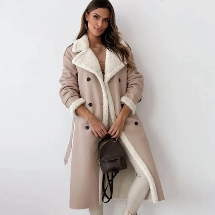 Women’s Long Coat with Contrast Inner Panel