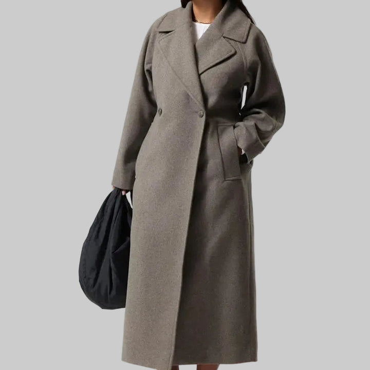 Women’s Long Coat with Lapel Collar