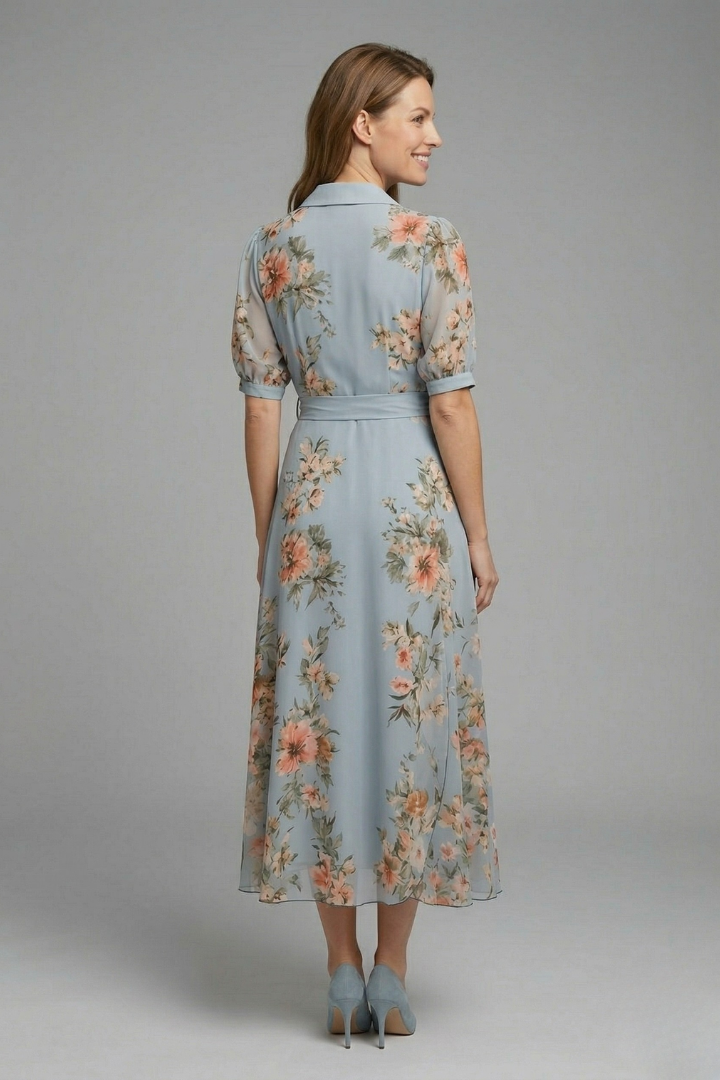 Women's Maxi Dress with V-Neck and Waist Tie – Elegant Summer Wrap Dress 3