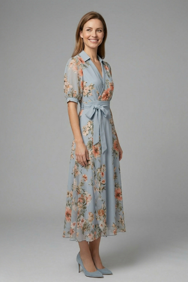 Women's Maxi Dress with V-Neck and Waist Tie – Elegant Summer Wrap Dress 4