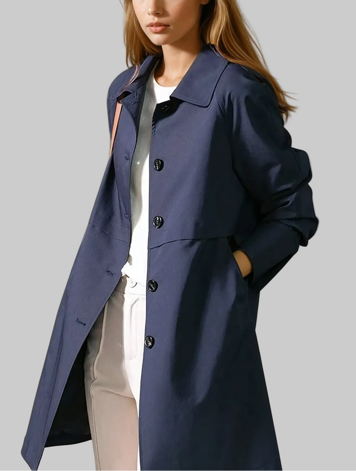 Women’s Mid-Length Coat with Button Front