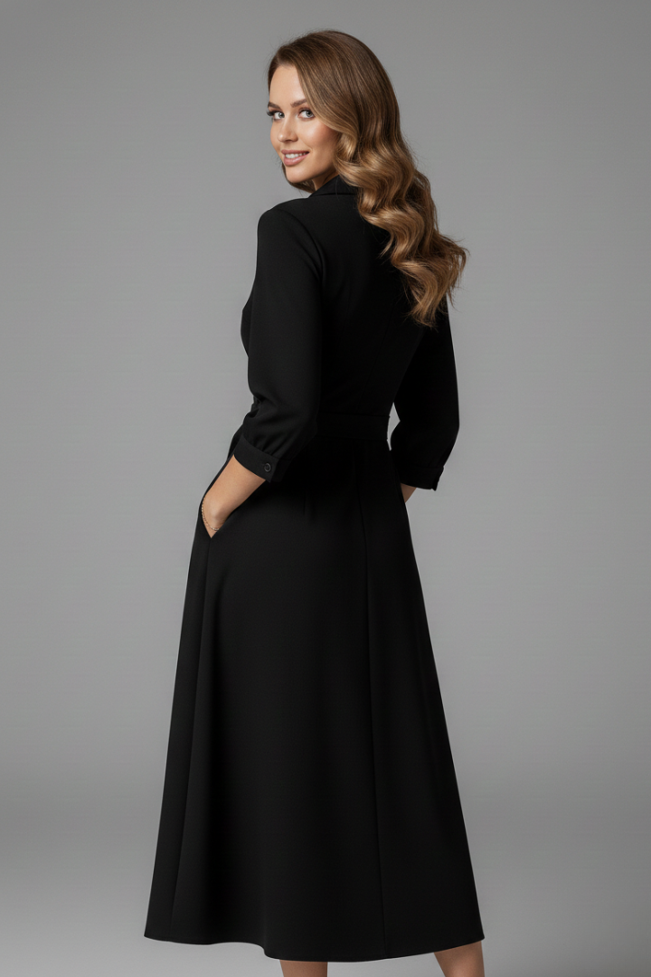 Women's Midi Dress with V-Neck and Adjustable Waist Tie – Elegant Summer A-Line Dress for Casual and Formal Occasions 3