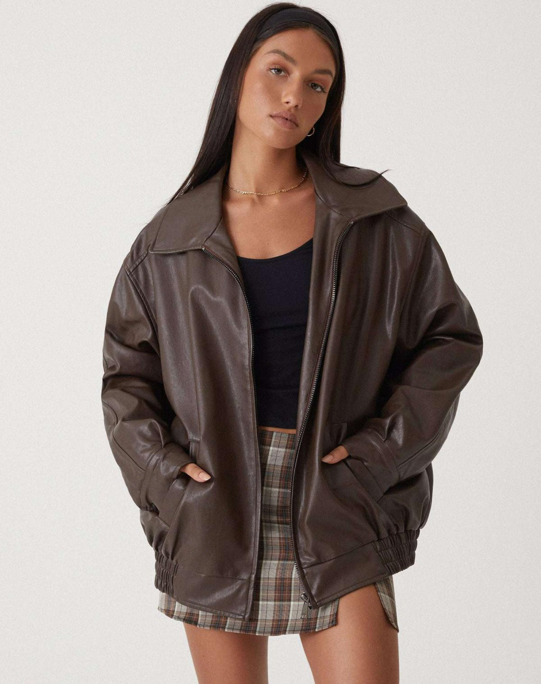 Women's Oversized PU Leather Jacket – Casual Fit for Autumn and Winter 0