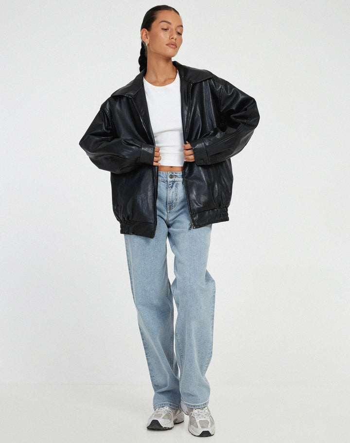 Women's Oversized PU Leather Jacket – Casual Fit for Autumn and Winter 4