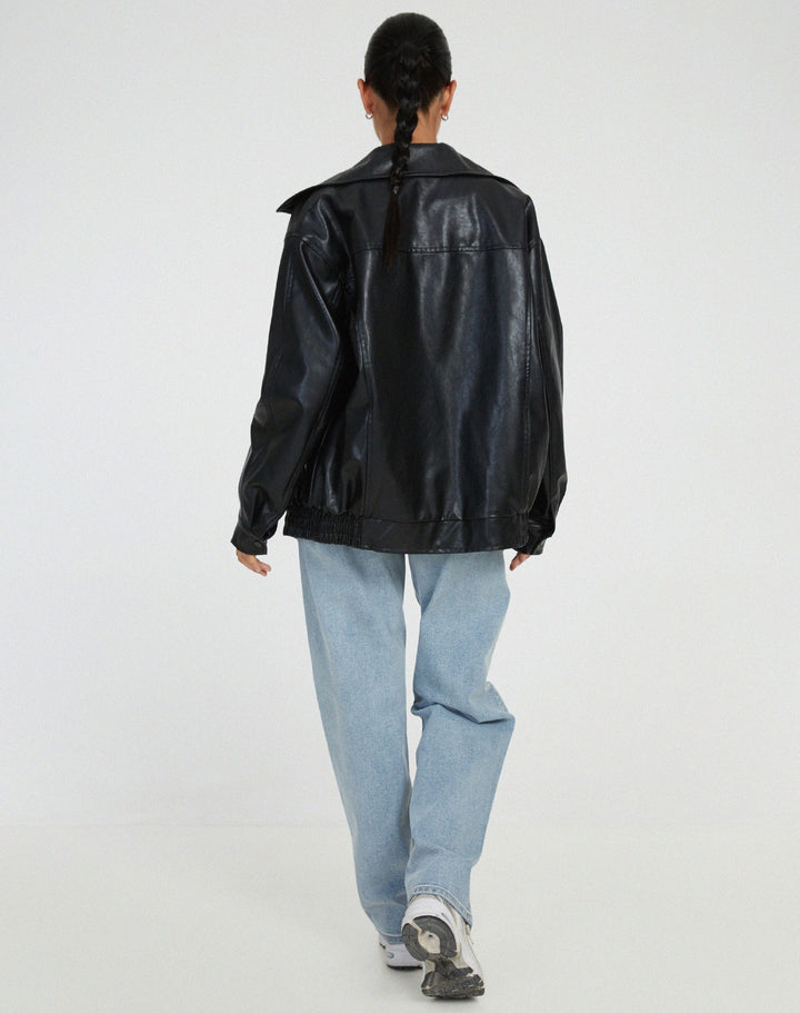 Women's Oversized PU Leather Jacket – Casual Fit for Autumn and Winter 5