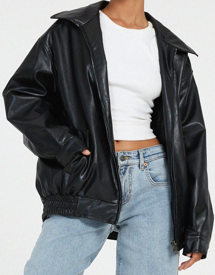 Women's Oversized PU Leather Jacket – Casual Fit for Autumn and Winter 6