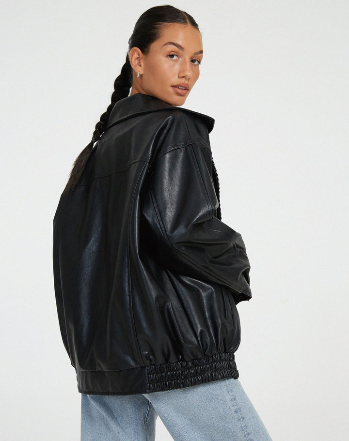 Women's Oversized PU Leather Jacket – Casual Fit for Autumn and Winter 7