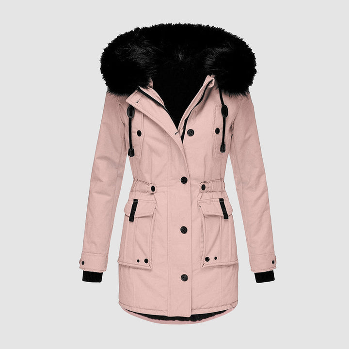 Women's Parka Jacket with Faux Fur Hood and Drawstring Waist – Black Long Winter Jacket for Women 0