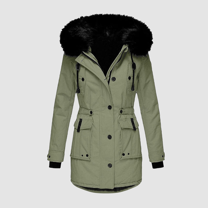 Women's Parka Jacket with Faux Fur Hood and Drawstring Waist – Black Long Winter Jacket for Women 5