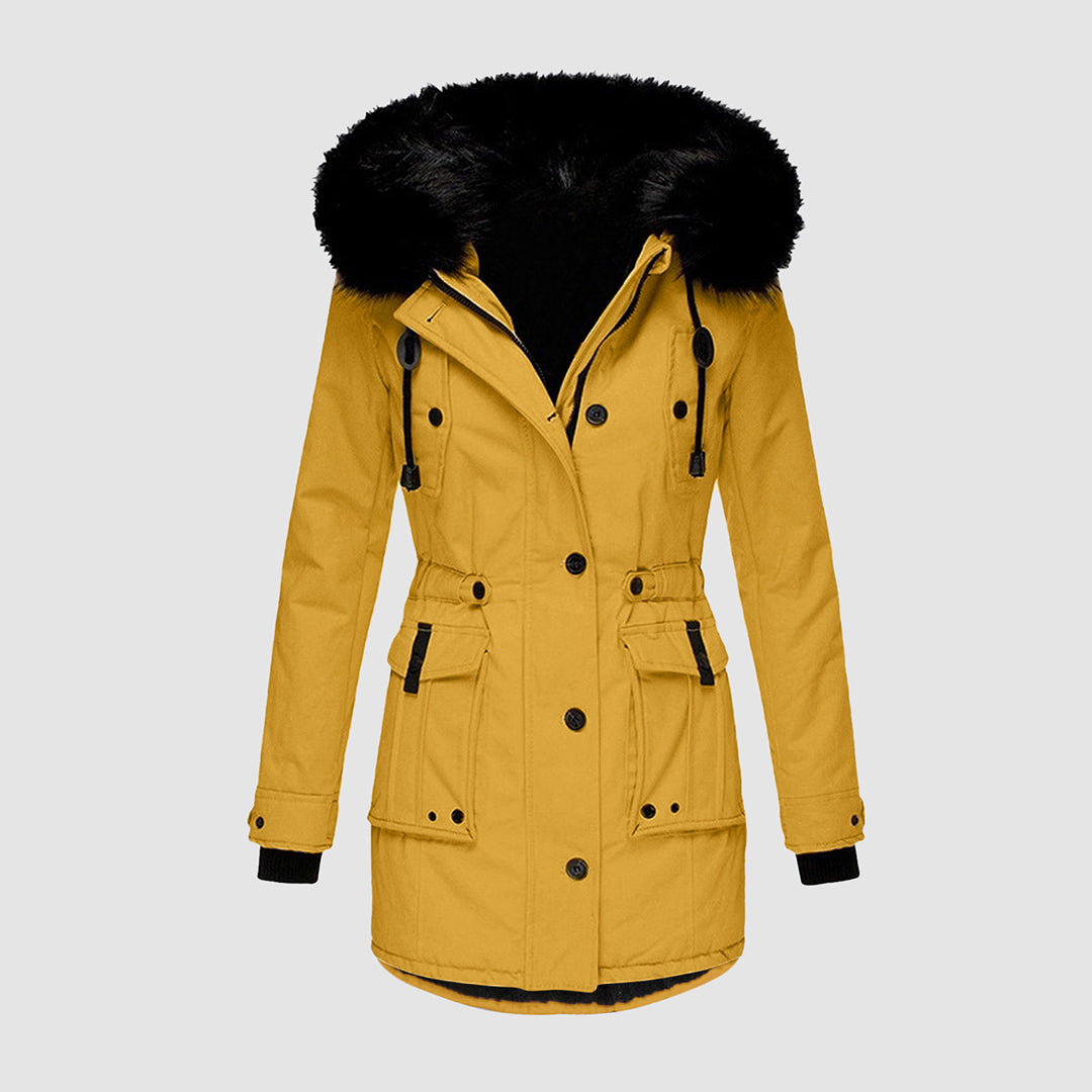 Women's Parka Jacket with Faux Fur Hood and Drawstring Waist – Black Long Winter Jacket for Women 6