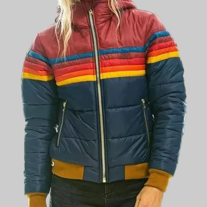 Women’s Puffer Jacket with Stripe Panels