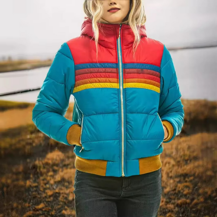 Women’s Puffer Jacket with Stripe Panels