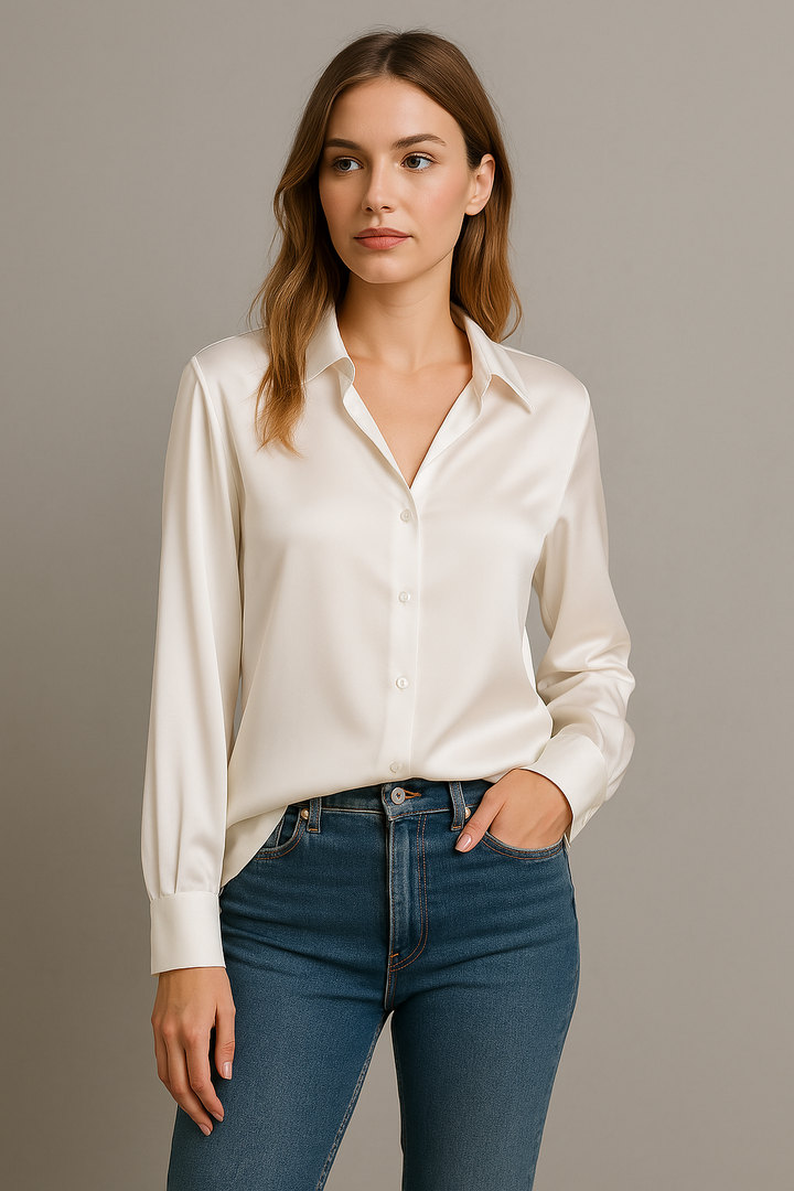 Women's Satin Blouse with Elegant Cut and Smooth Finish – Versatile Style for Casual or Formal Wear 1