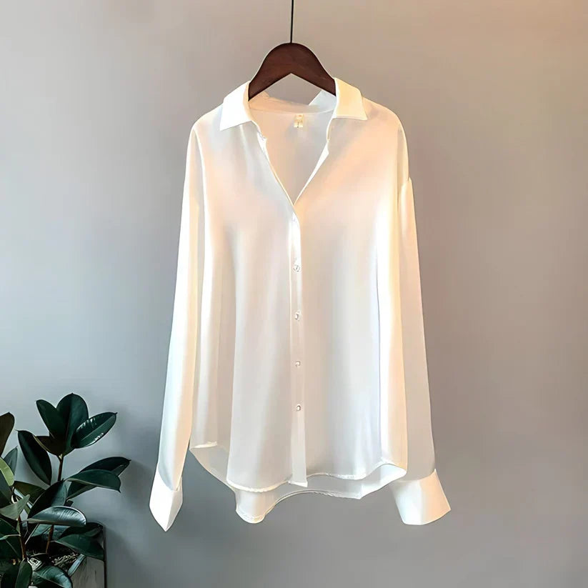 Women's Satin Blouse with Elegant Cut and Smooth Finish – Versatile Style for Casual or Formal Wear 2