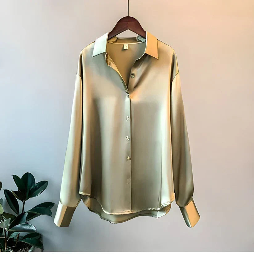 Women's Satin Blouse with Elegant Cut and Smooth Finish – Versatile Style for Casual or Formal Wear 4