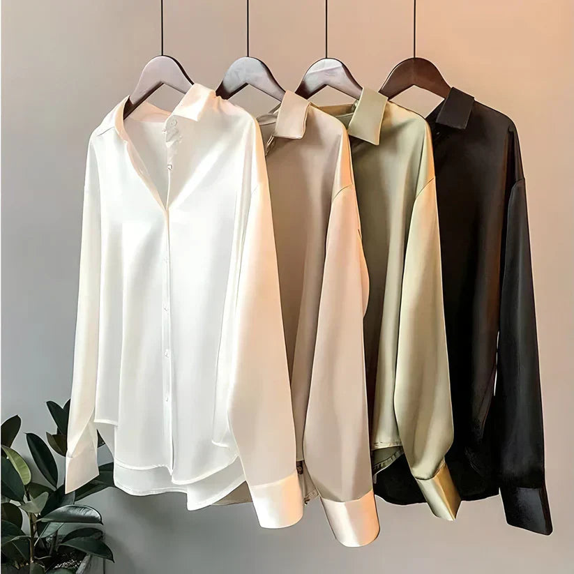 Women's Satin Blouse with Elegant Cut and Smooth Finish – Versatile Style for Casual or Formal Wear 6