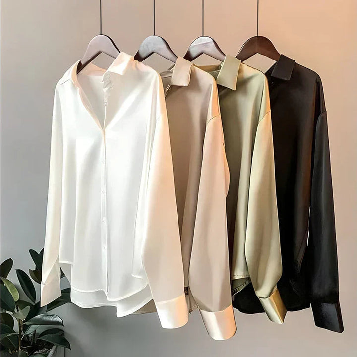 Women's Satin Blouse with Elegant Cut and Smooth Finish – Versatile Style for Casual or Formal Wear 6