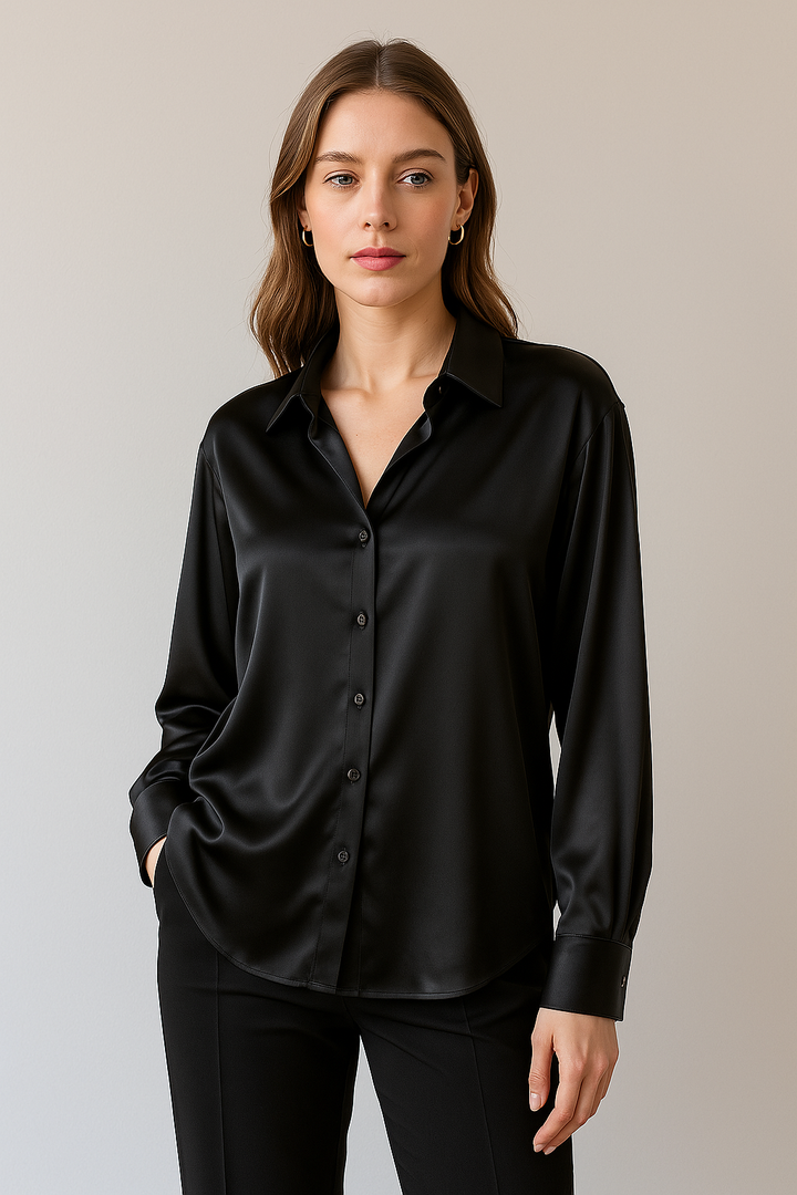 Women's Satin Blouse with Elegant Cut and Smooth Finish – Versatile Style for Casual or Formal Wear 8
