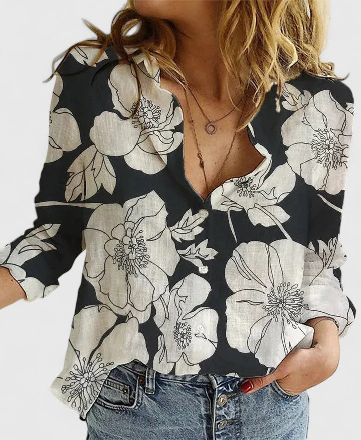 Women's Shirt with Classic Collar and Relaxed Fit – Versatile Solid Colors and Prints for Casual and Smart-Casual Wear 1