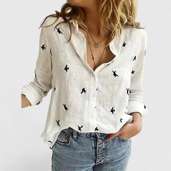 Women's Shirt with Classic Collar and Relaxed Fit – Versatile Solid Colors and Prints for Casual and Smart-Casual Wear 6