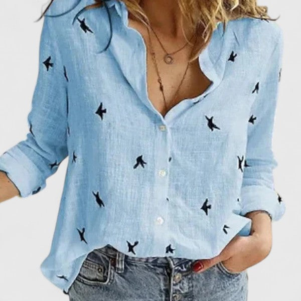 Women's Shirt with Classic Collar and Relaxed Fit – Versatile Solid Colors and Prints for Casual and Smart-Casual Wear 7
