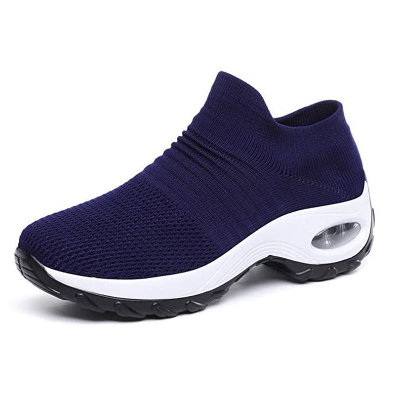 Women's slip-on sneakers featuring air cushion technology and a breathable knit design, perfect for all-day comfort and style. 6