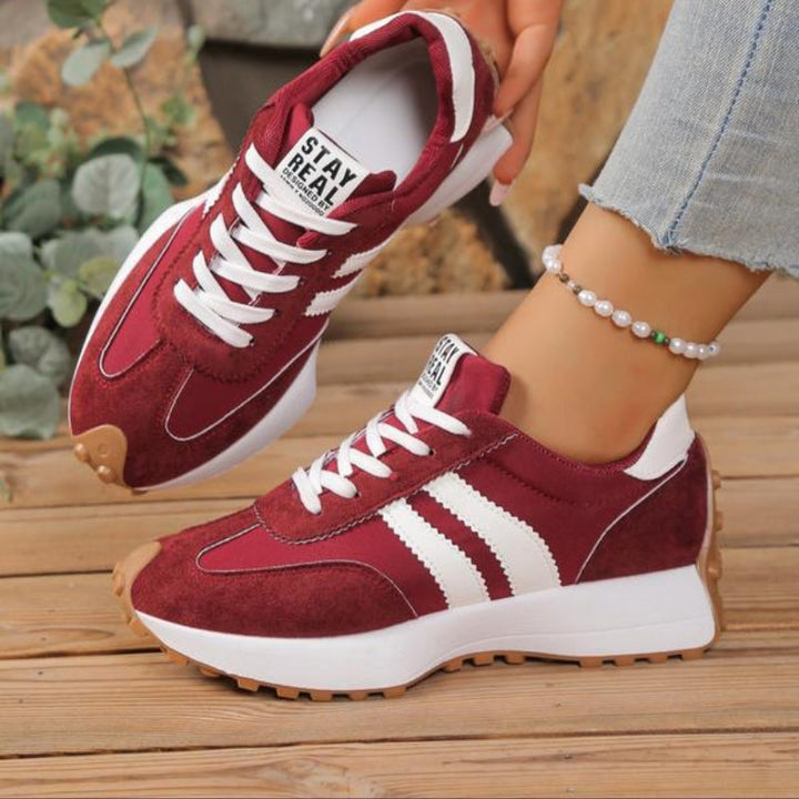Women's Sneakers with Arch Support and Chunky Platform Sole – Retro Lace-Up White Casual Trainers 6