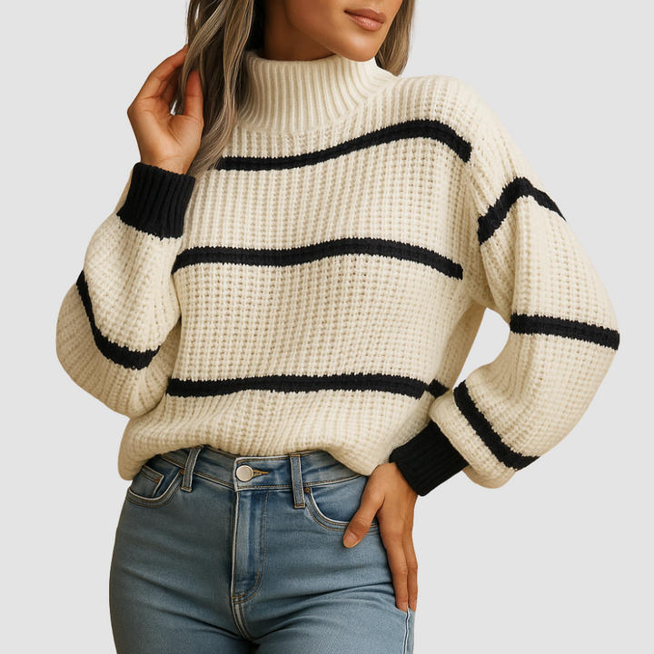 Women’s Striped high neck knit sweater