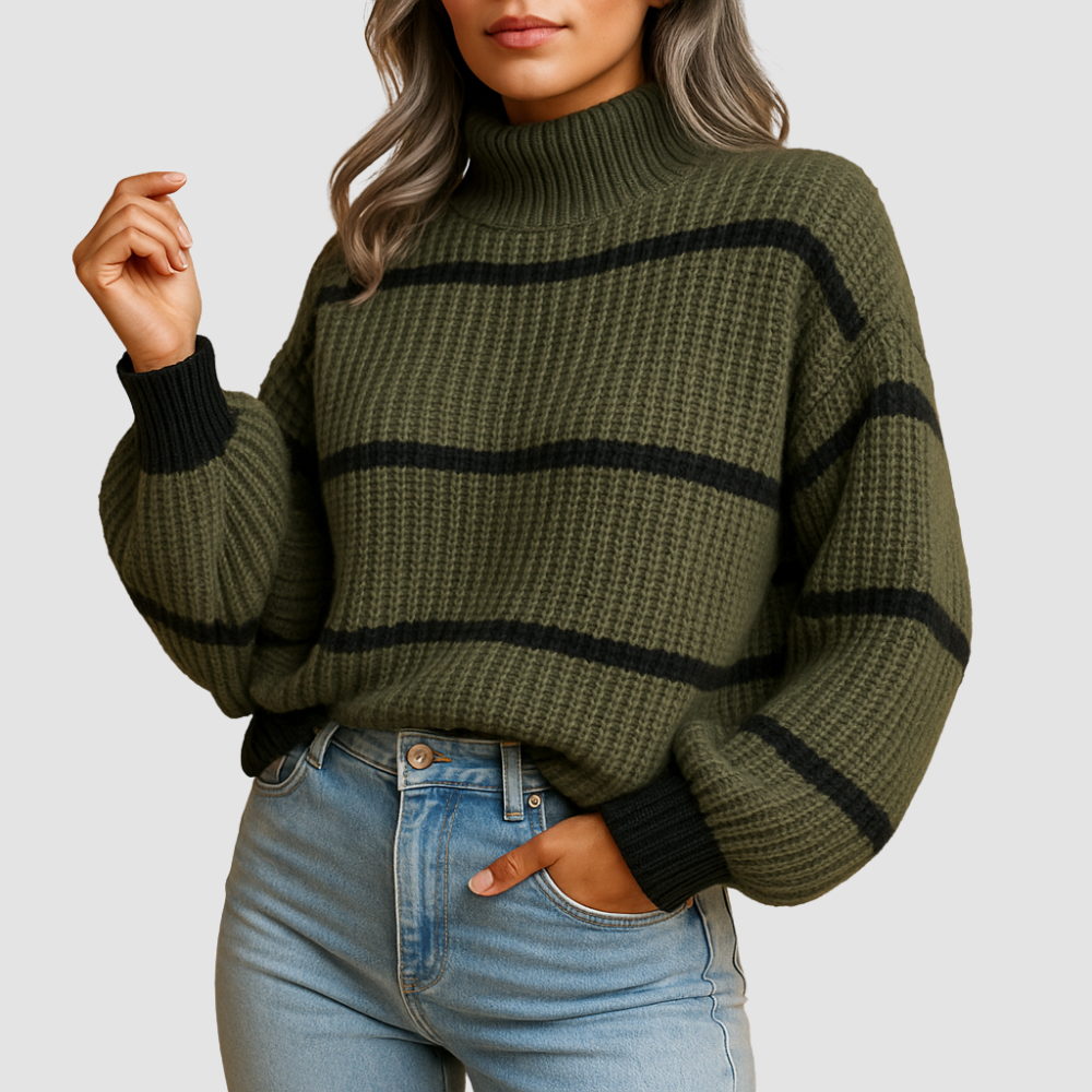 Women’s Striped high neck knit sweater