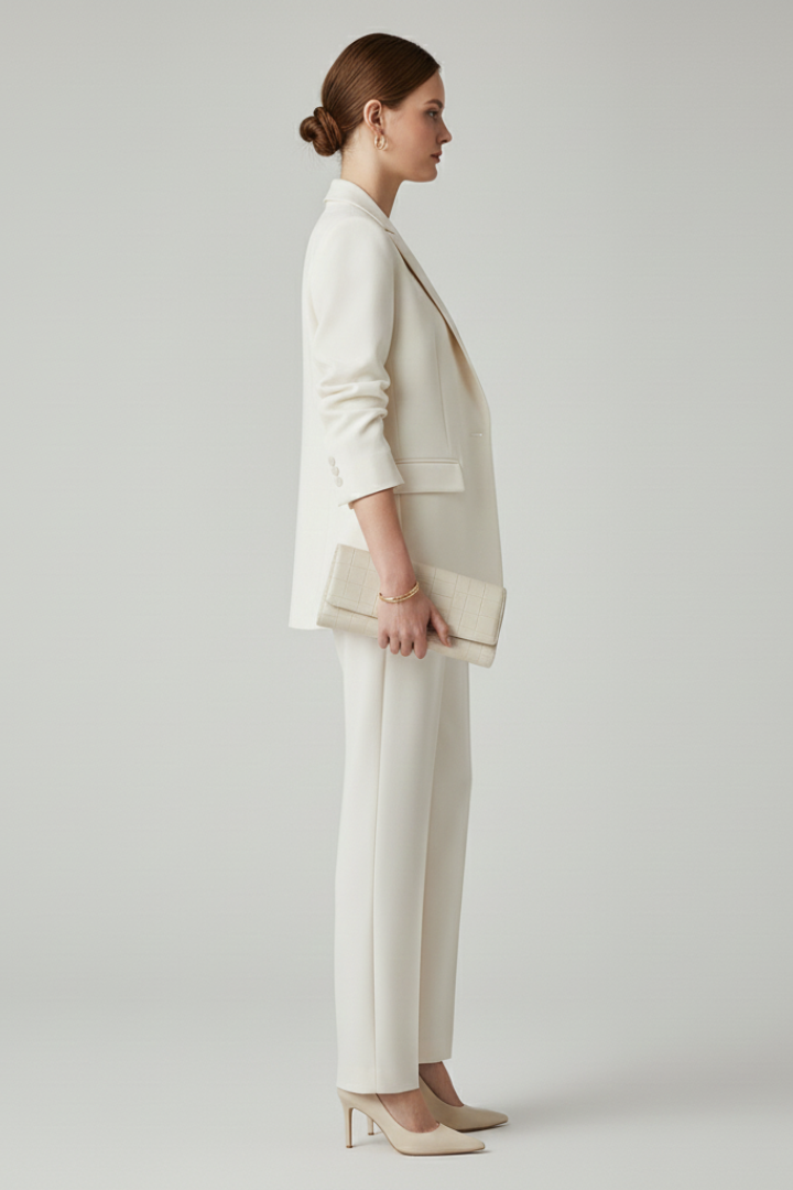 Women's Suit Blazer Set with Defined Shape and Straight-Leg Trousers – Chic Versatile Design for Office and Casual Wear 2