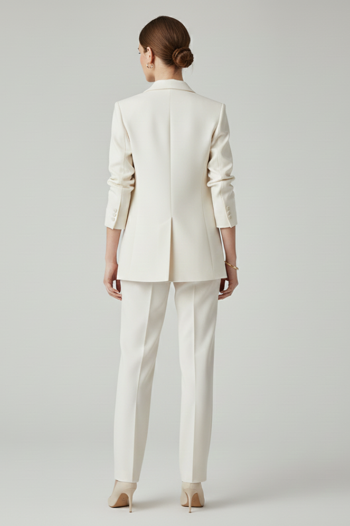 Women's Suit Blazer Set with Defined Shape and Straight-Leg Trousers – Chic Versatile Design for Office and Casual Wear 4