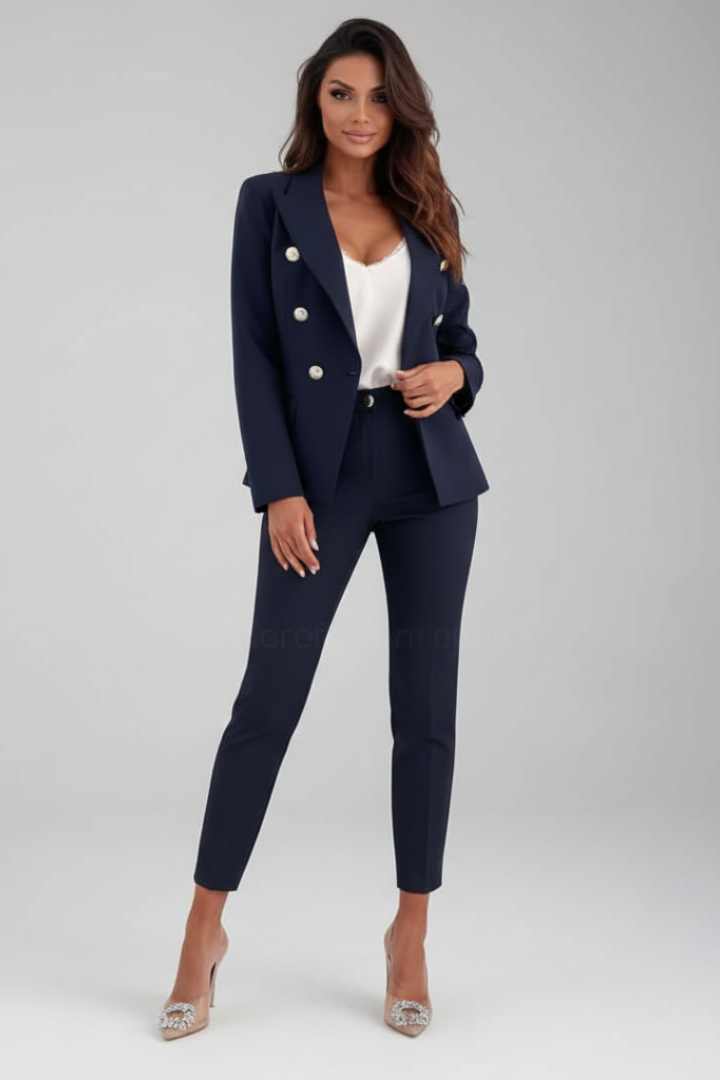 Women's Suit Set with Buttoned Jacket and Straight-Leg Trousers – Elegant Professional Wear 6