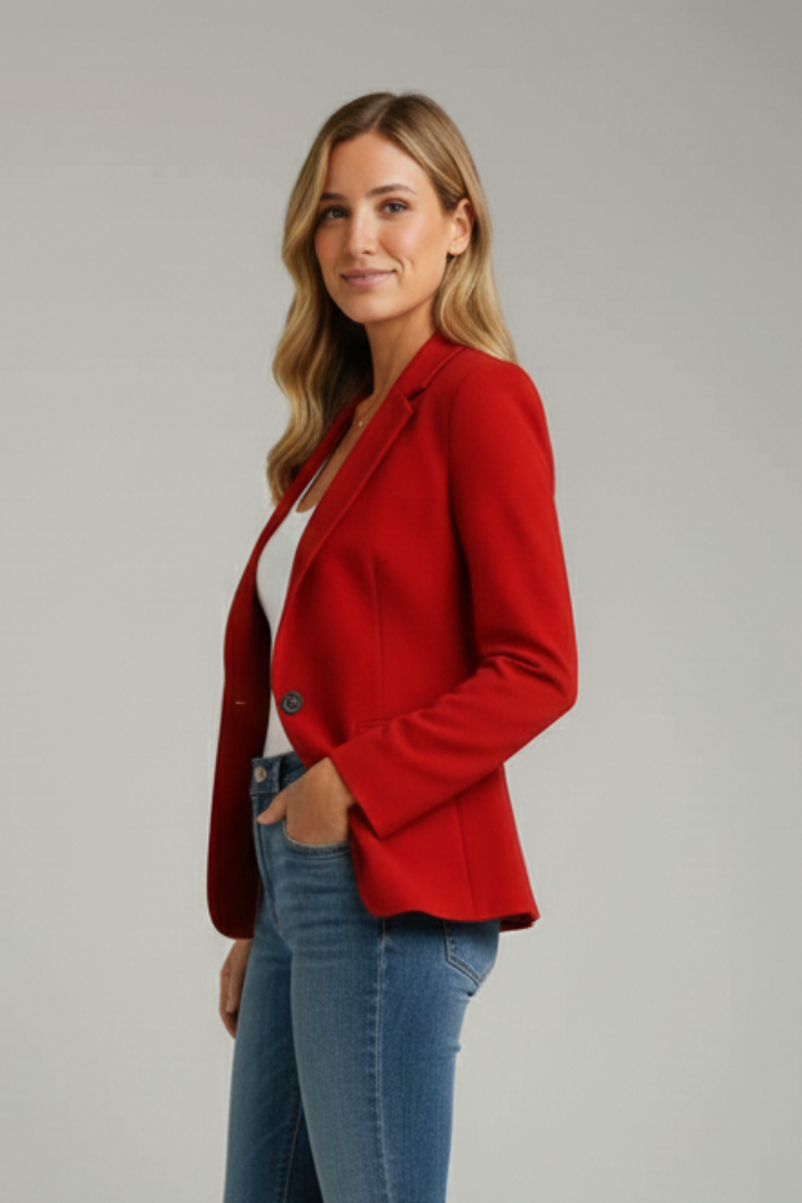 Women's Tailored Blazer with Notched Lapel and Single Button – Elegant Black Blazer for Women 2