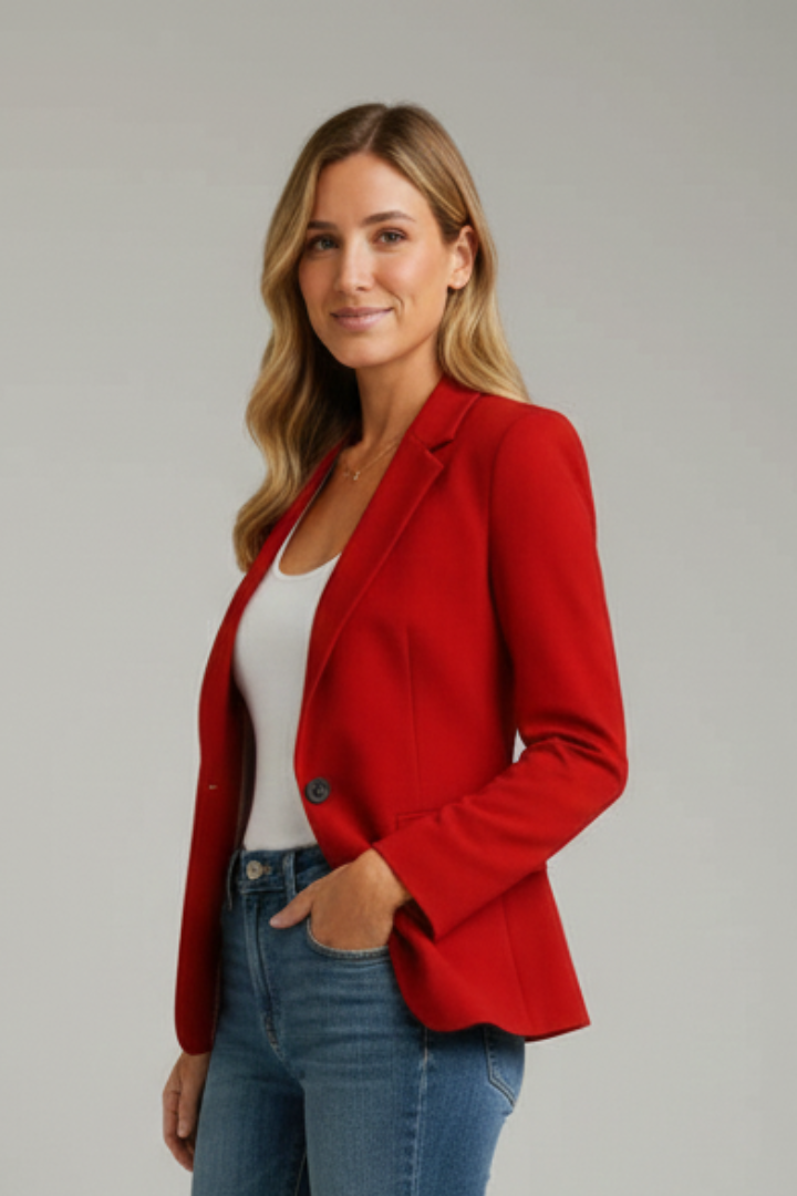 Women's Tailored Blazer with Notched Lapel and Single Button – Elegant Black Blazer for Women 3