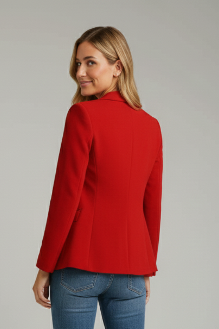Women's Tailored Blazer with Notched Lapel and Single Button – Elegant Black Blazer for Women 4