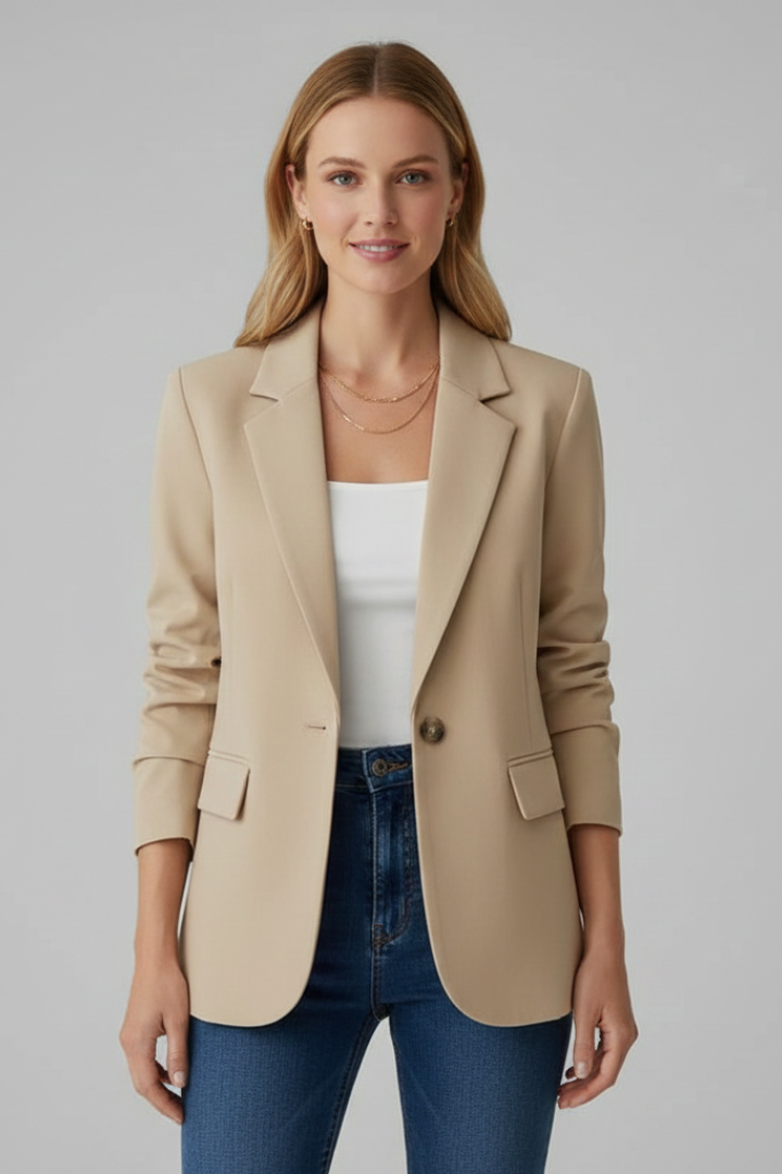 Women's Tailored Blazer with Notched Lapel and Single Button – Elegant Black Blazer for Women 8