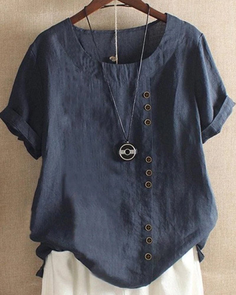 Women's Top with Button Front and Relaxed Fit – Short Sleeve Casual Blouse for Warm Weather 2