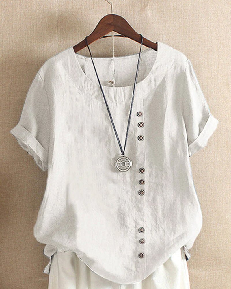 Women's Top with Button Front and Relaxed Fit – Short Sleeve Casual Blouse for Warm Weather 5