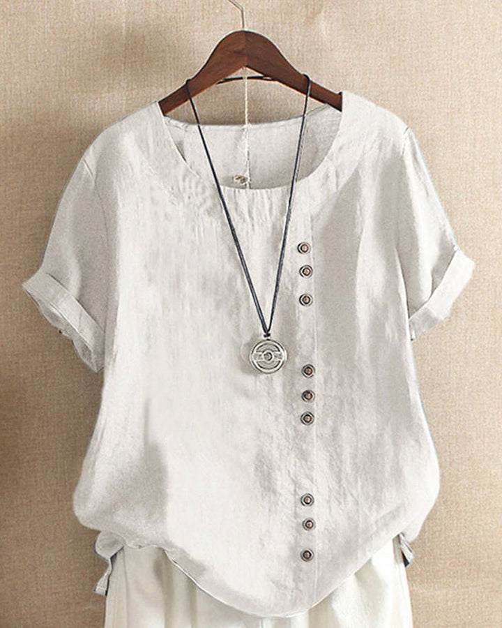 Women's Top with Button Front and Relaxed Fit – Short Sleeve Casual Blouse for Warm Weather 5