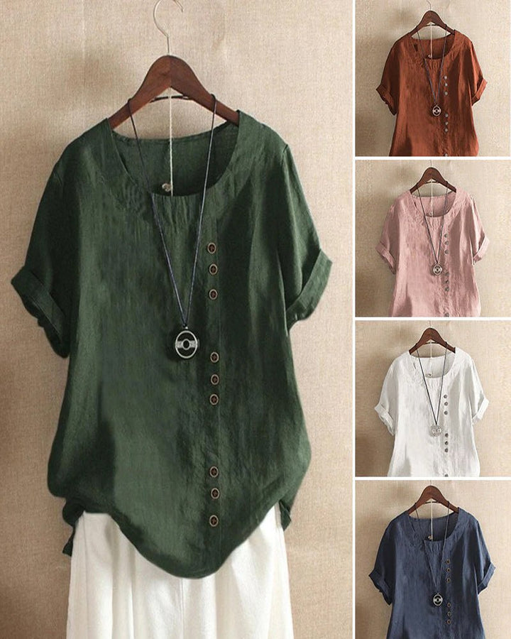 Women's Top with Button Front and Relaxed Fit – Short Sleeve Casual Blouse for Warm Weather 6