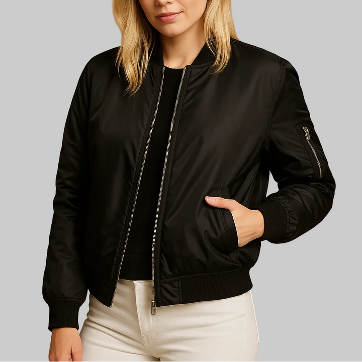 Women’s Zipped Bomber Jacket with Pockets