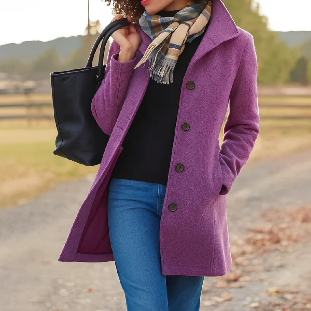 Womens Coats Long Tailored Wool Overcoat with Button Front – Elegant Black Winter Coat 3